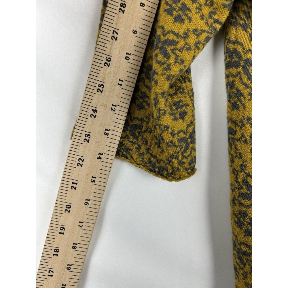 Anthropologie  Moth Women’s Medium 100% Wool Jacquard "Scarf Tied Cardigan" - Picture 6 of 11